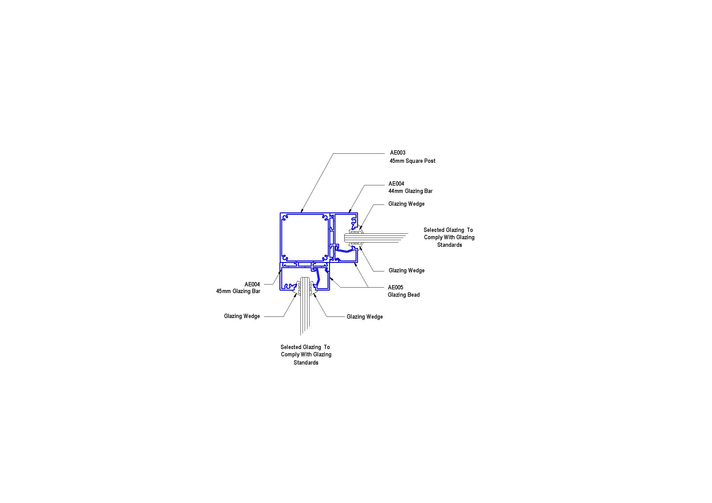 E45-11 45mm Glazing Corner Post Plan